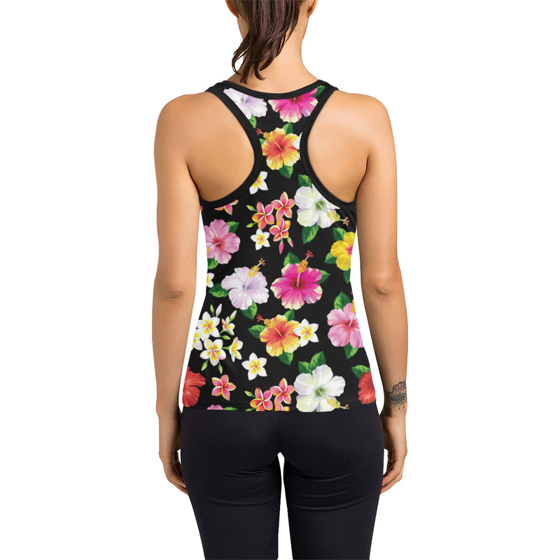 Hibiscus Pattern Print Design HB025 Women's Racerback Tank Top