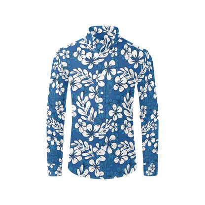Plumeria Pattern Print Design PM015 Men's Long Sleeve Shirt