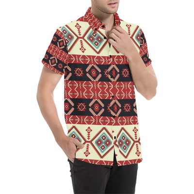 Navajo Pattern Print Design A05 Men's Short Sleeve Button Up Shirt