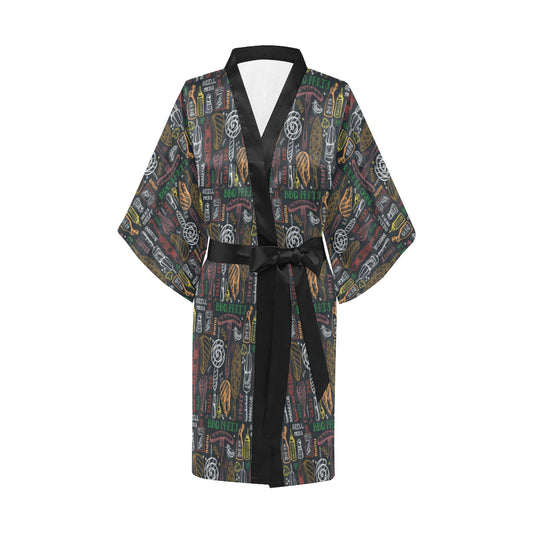 Barbecue Pattern Print Design 03 Women's Short Kimono