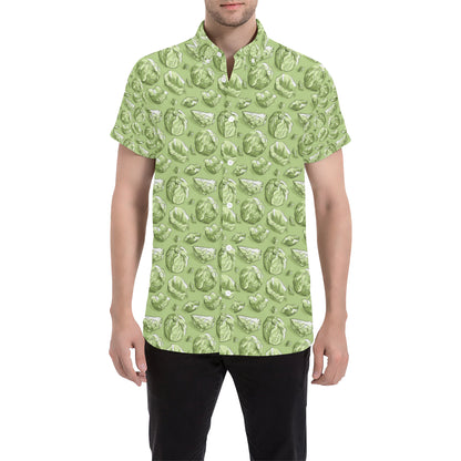 Brussels Sprouts Pattern Print Design 01 Men's Short Sleeve Button Up Shirt