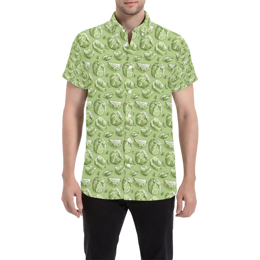 Brussels Sprouts Pattern Print Design 01 Men's Short Sleeve Button Up Shirt
