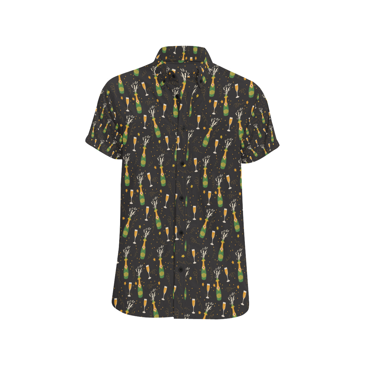Champagne Pattern Print Design 04 Men's Short Sleeve Button Up Shirt