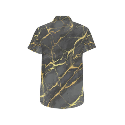 Marble Pattern Print Design 02 Men's Short Sleeve Button Up Shirt