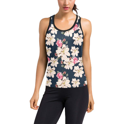 Lily Pattern Print Design LY04 Women's Racerback Tank Top