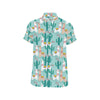 Llama Cactus Pattern Print Design 08 Men's Short Sleeve Button Up Shirt