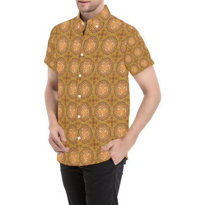 Celtic Pattern Print Design 01 Men's Short Sleeve Button Up Shirt