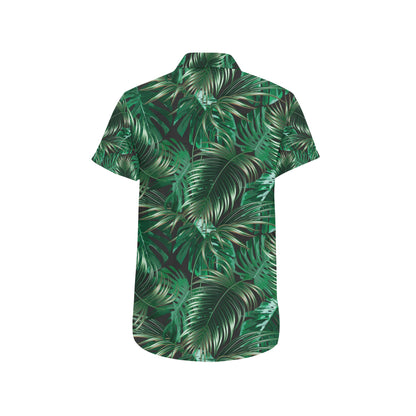 Tropical Flower Pattern Print Design TF012 Men's Short Sleeve Button Up Shirt