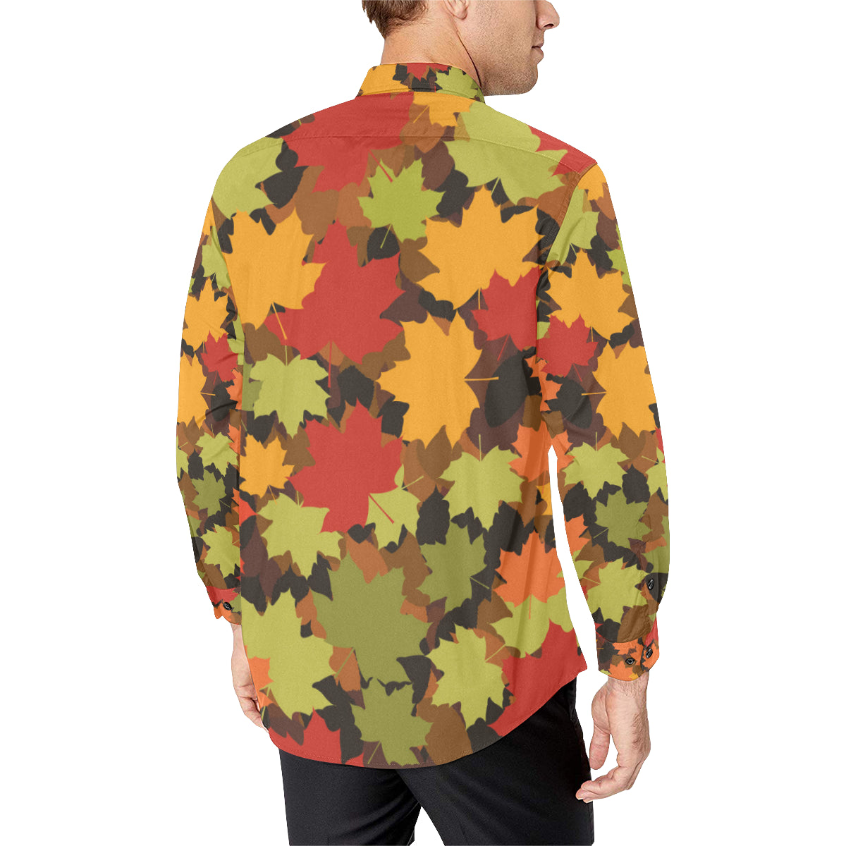 Maple Leaf Pattern Print Design 05 Men's Long Sleeve Shirt