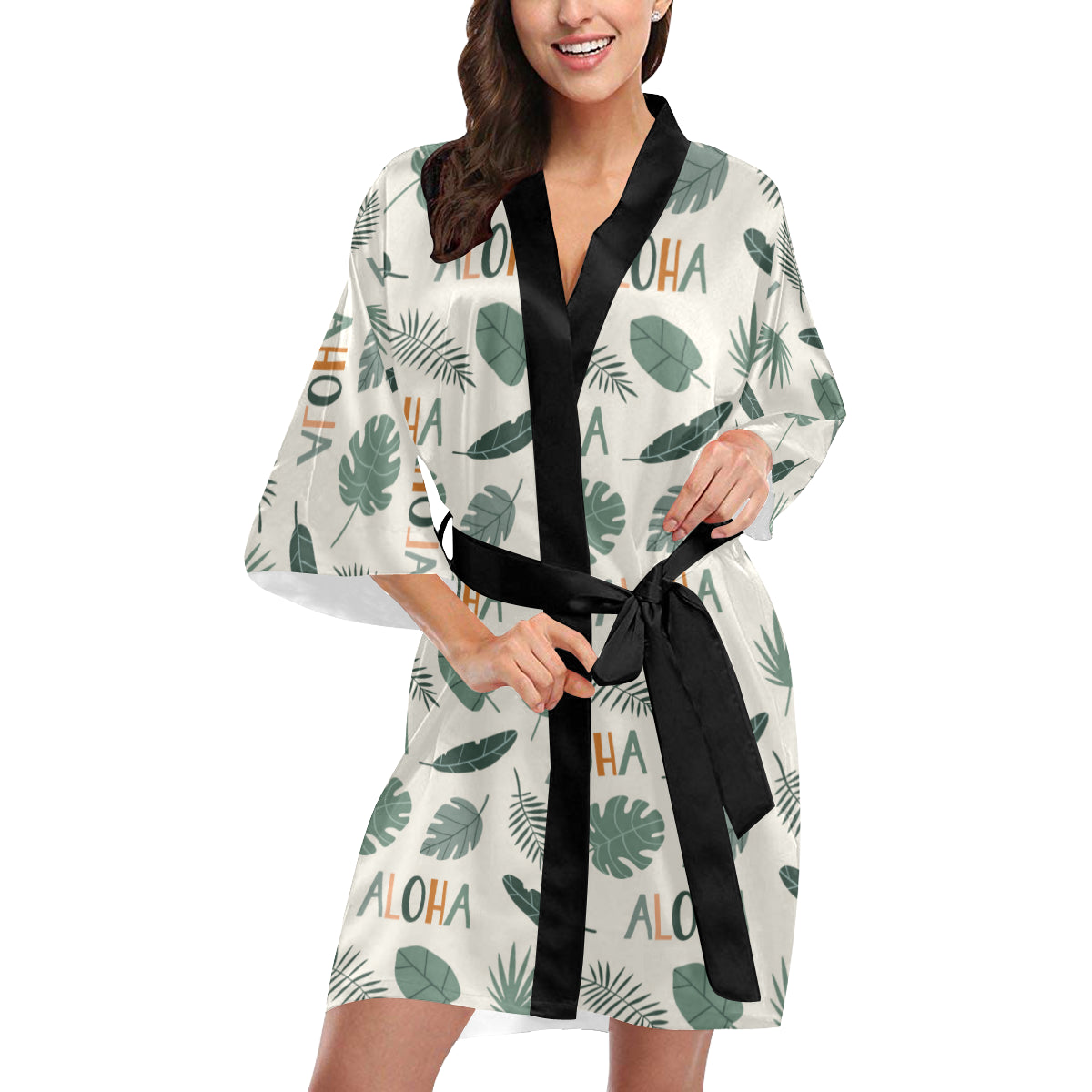 Aloha Hawaii Pattern Print Design 05 Women's Short Kimono