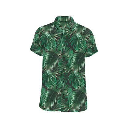 Tropical Flower Pattern Print Design TF012 Men's Short Sleeve Button Up Shirt