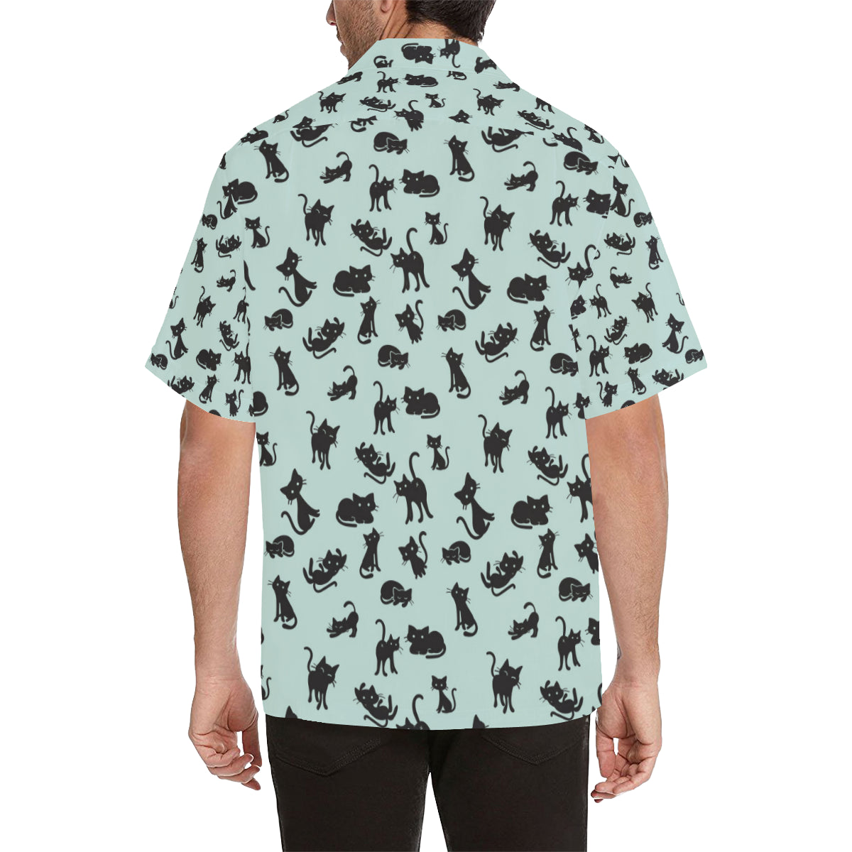 Black Cat Pattern Print Design 04 Men's Hawaiian Shirt