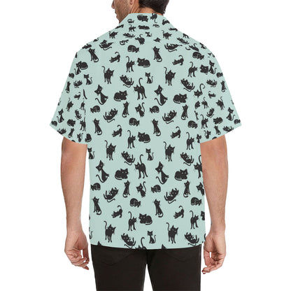 Black Cat Pattern Print Design 04 Men's Hawaiian Shirt