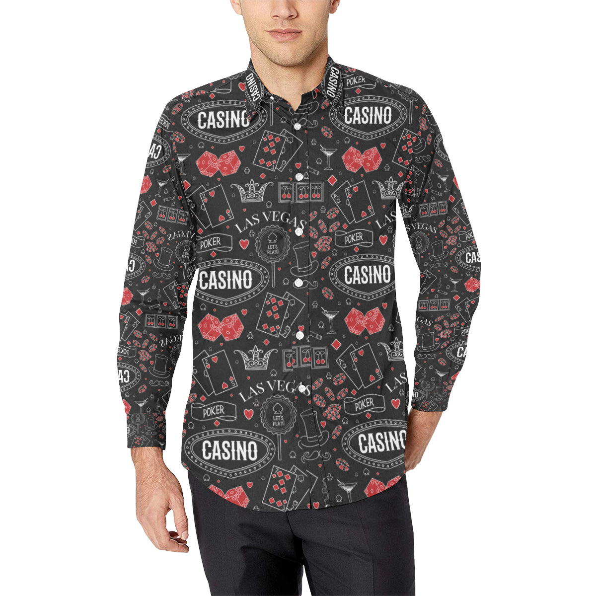 Casino Pattern Print Design 04 Men's Long Sleeve Shirt