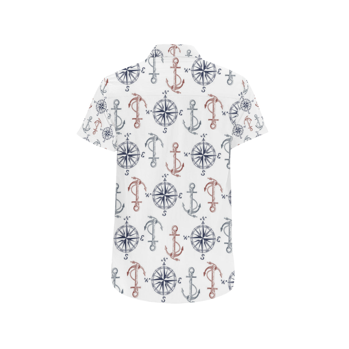 Anchor Pattern Print Design 06 Men's Short Sleeve Button Up Shirt