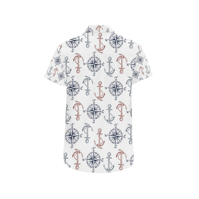 Anchor Pattern Print Design 06 Men's Short Sleeve Button Up Shirt