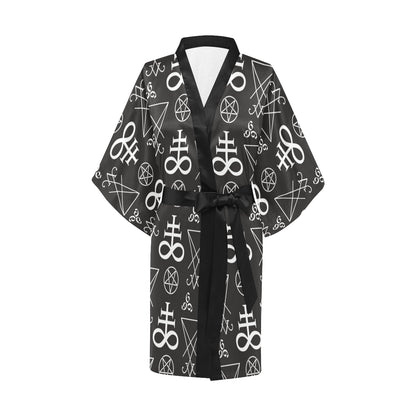 Pentagram Pattern Print Design A04 Women's Short Kimono