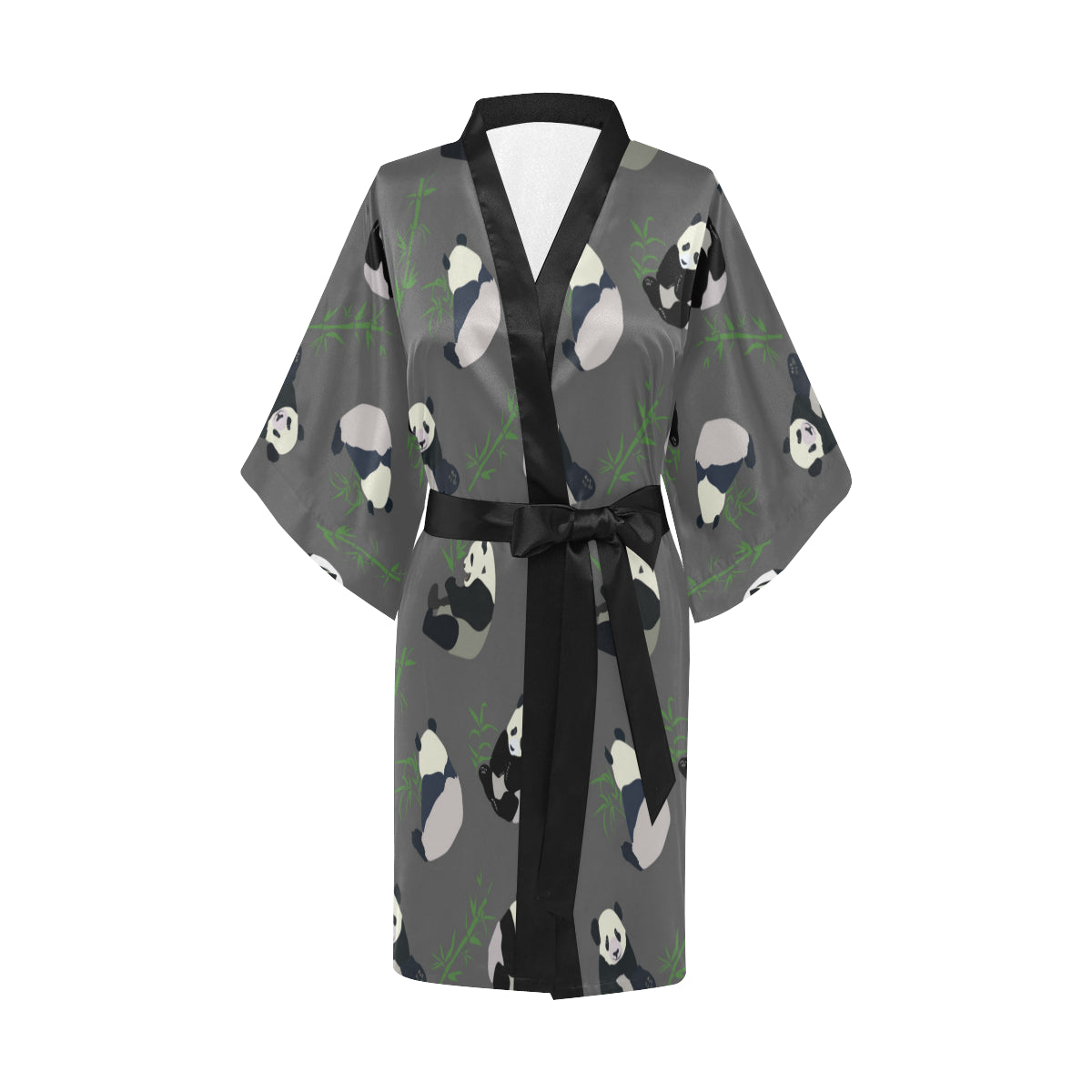 Panda Pattern Print Design A06 Women's Short Kimono