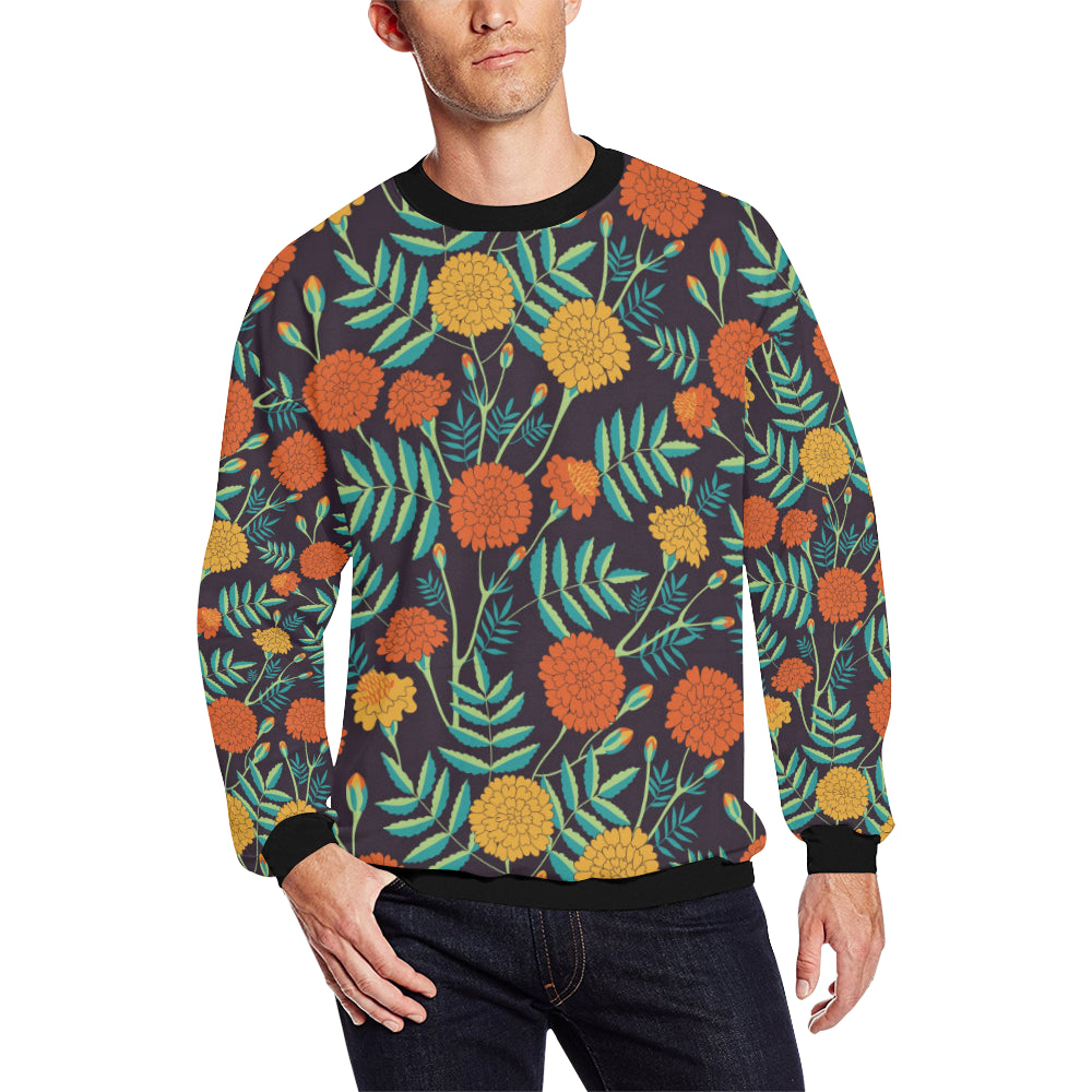 Marigold Pattern Print Design MR01 Men Long Sleeve Sweatshirt