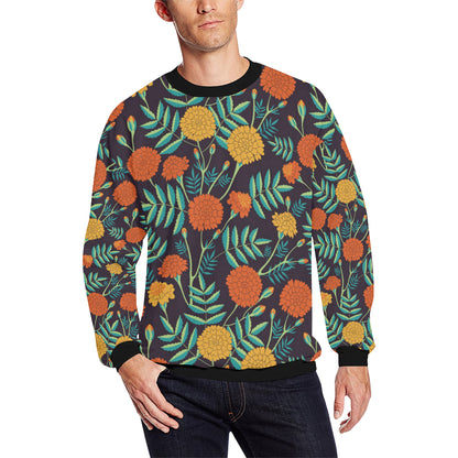 Marigold Pattern Print Design MR01 Men Long Sleeve Sweatshirt