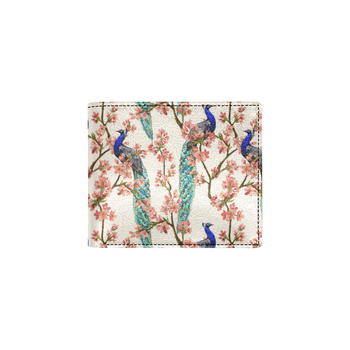 Cherry Blossom Peacock Men's ID Card Wallet