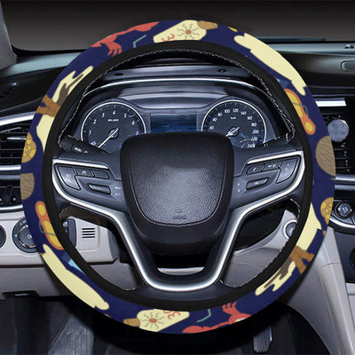 Beach Themed Pattern Print Design 04 Steering Wheel Cover with Elastic Edge