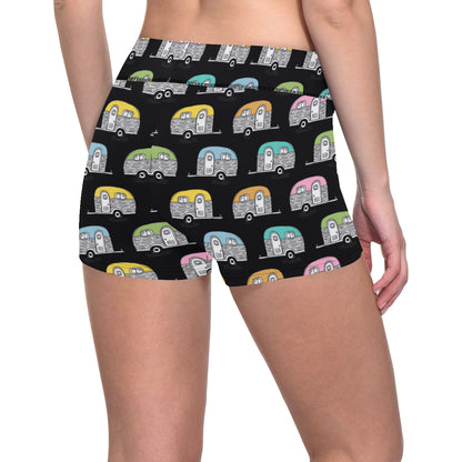 Camper Pattern Camping Themed No 2 Print Yoga Shorts