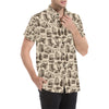 Camping Pattern Print Design 01 Men's Short Sleeve Button Up Shirt