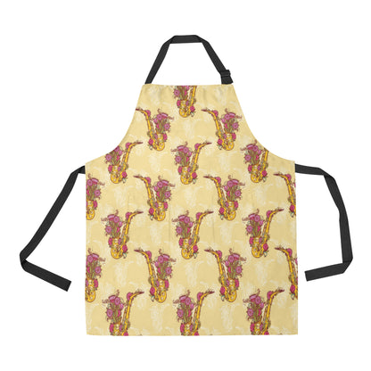 Saxophone Pattern Print Design 04 Apron with Pocket