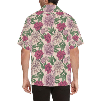 Peony Pattern Print Design A01 Men's Hawaiian Shirt