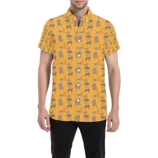 Berger Picard Pattern Print Design 01 Men's Short Sleeve Button Up Shirt