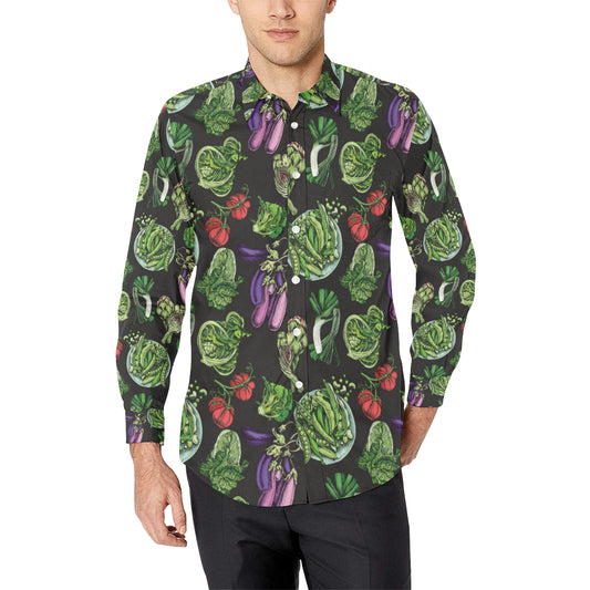 Lettuce Pattern Print Design 01 Men's Long Sleeve Shirt