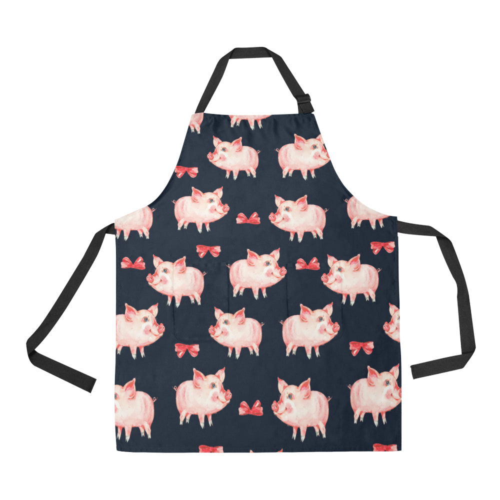 Pig Cute Pattern Print Design 02 Apron with Pocket