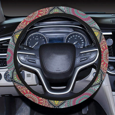 Bohemian Pattern Print Design 05 Steering Wheel Cover with Elastic Edge