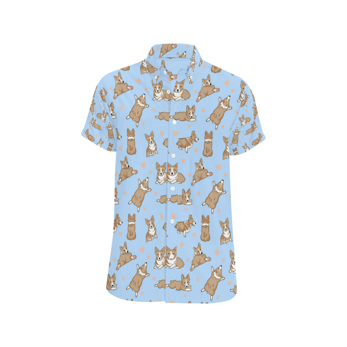 Pembroke Welsh Corgis Pattern Print Design A05 Men's Short Sleeve Button Up Shirt