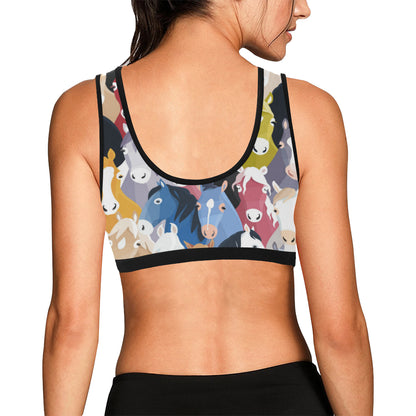 Colorful Horse Pattern Sports Bra