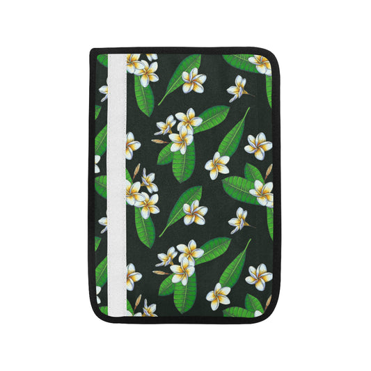 White Plumeria Pattern Print Design PM023 Car Seat Belt Cover