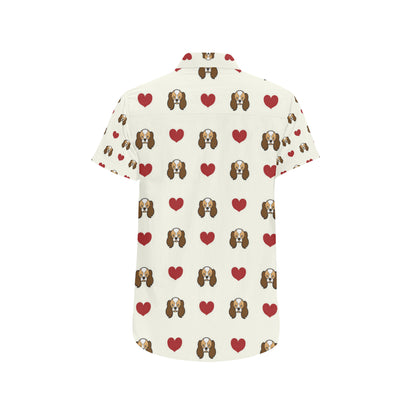 Cavalier King Charles Spaniels Pattern Print Desig Men's Short Sleeve Button Up Shirt
