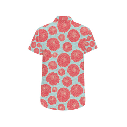 Marigold Pattern Print Design MR03 Men's Short Sleeve Button Up Shirt