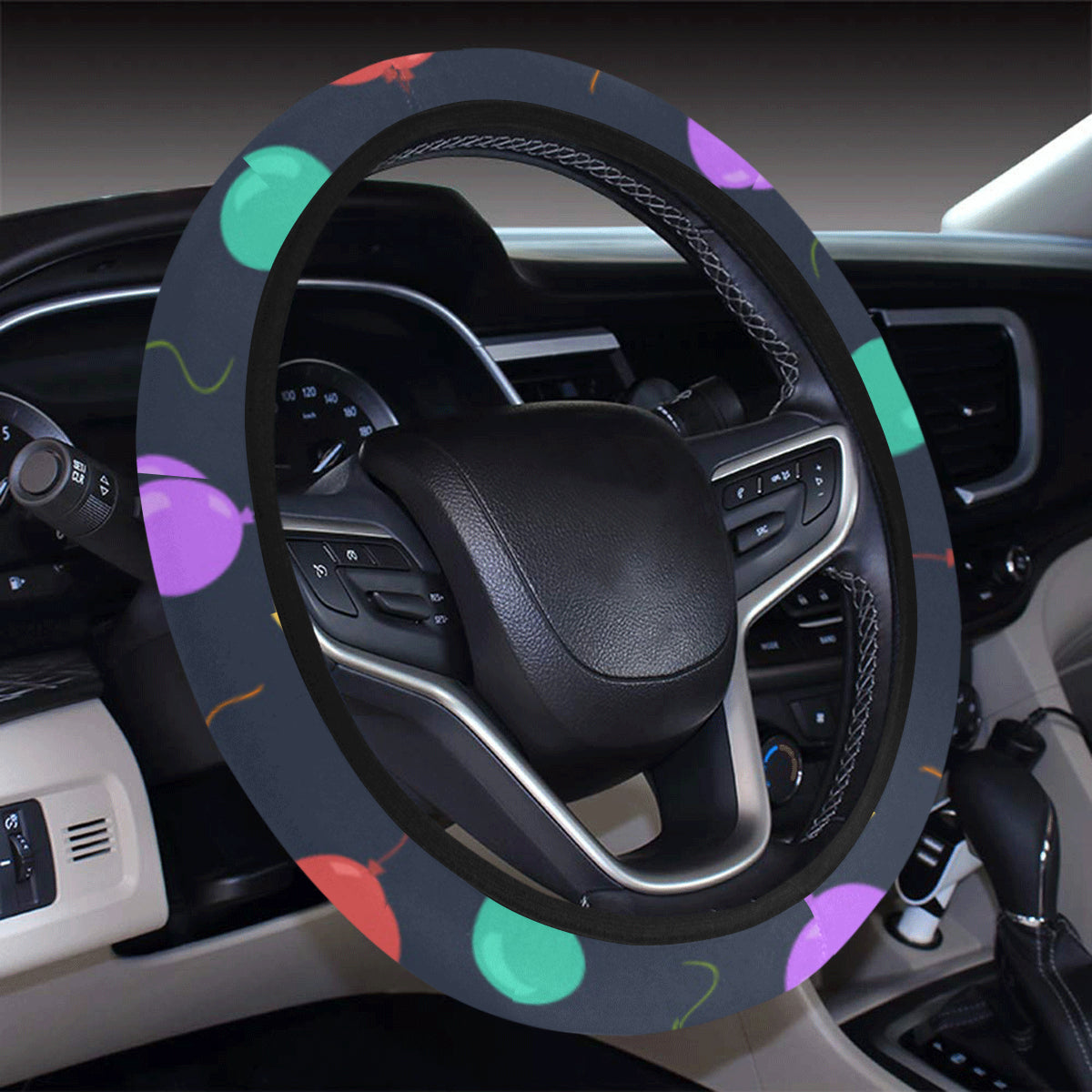 Ballon Colorful Pattern Print Design 03 Steering Wheel Cover with Elastic Edge
