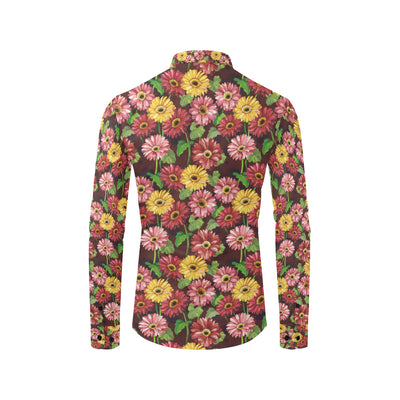 Daisy Gerbera Print Pattern Men's Long Sleeve Shirt