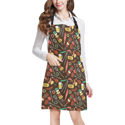Barbecue Pattern Print Design 05 Apron with Pocket