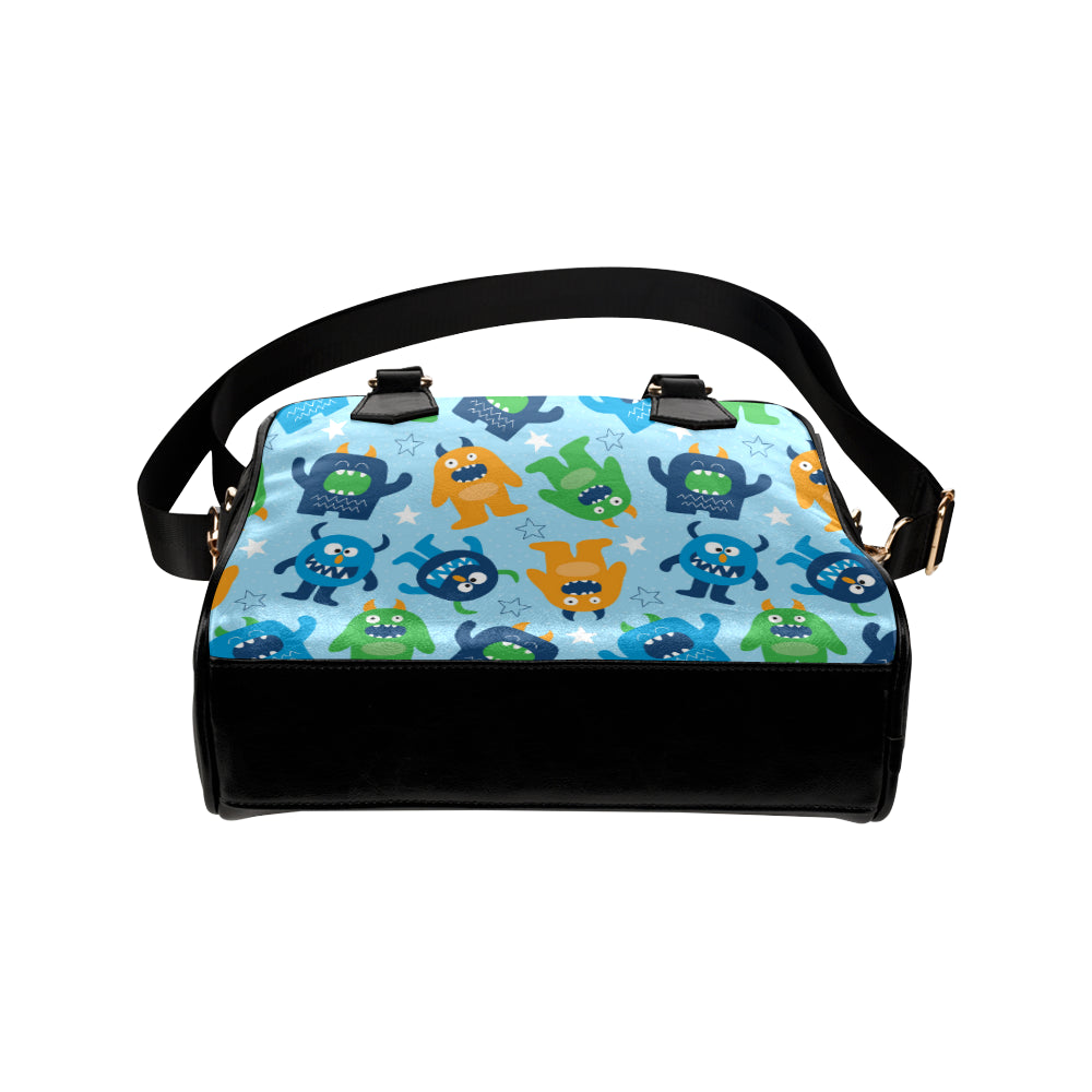 Monster Cartoon Pattern Print Design 04 Shoulder Handbag
