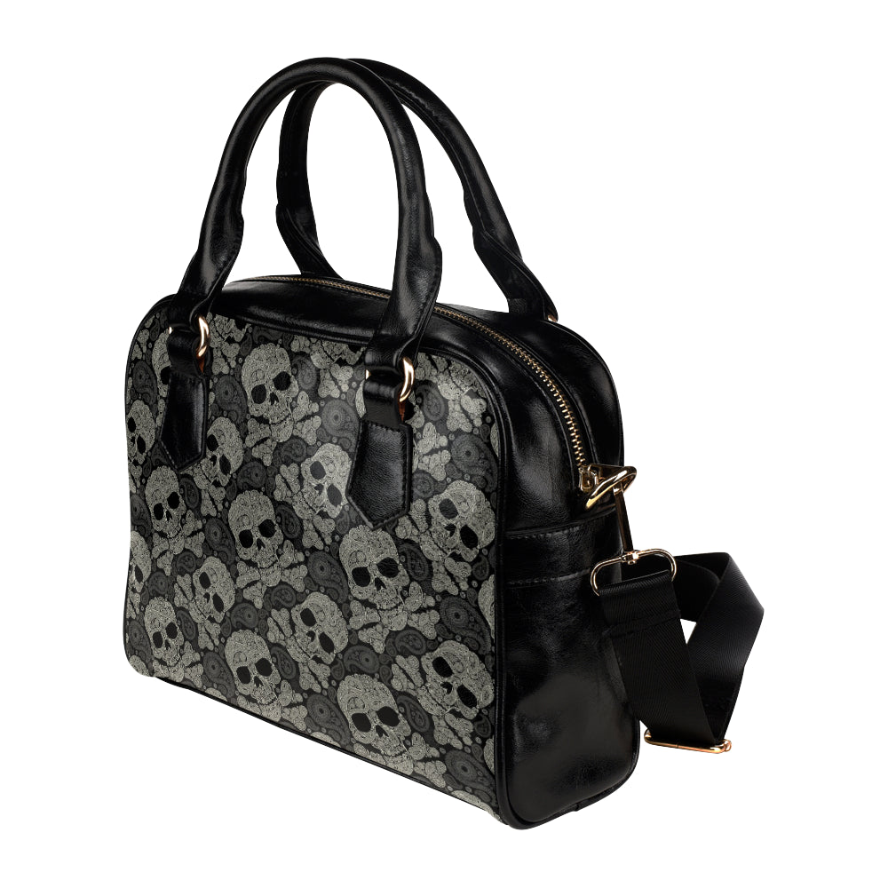 Paisley Skull Pattern Print Design A01 Shoulder Handbag