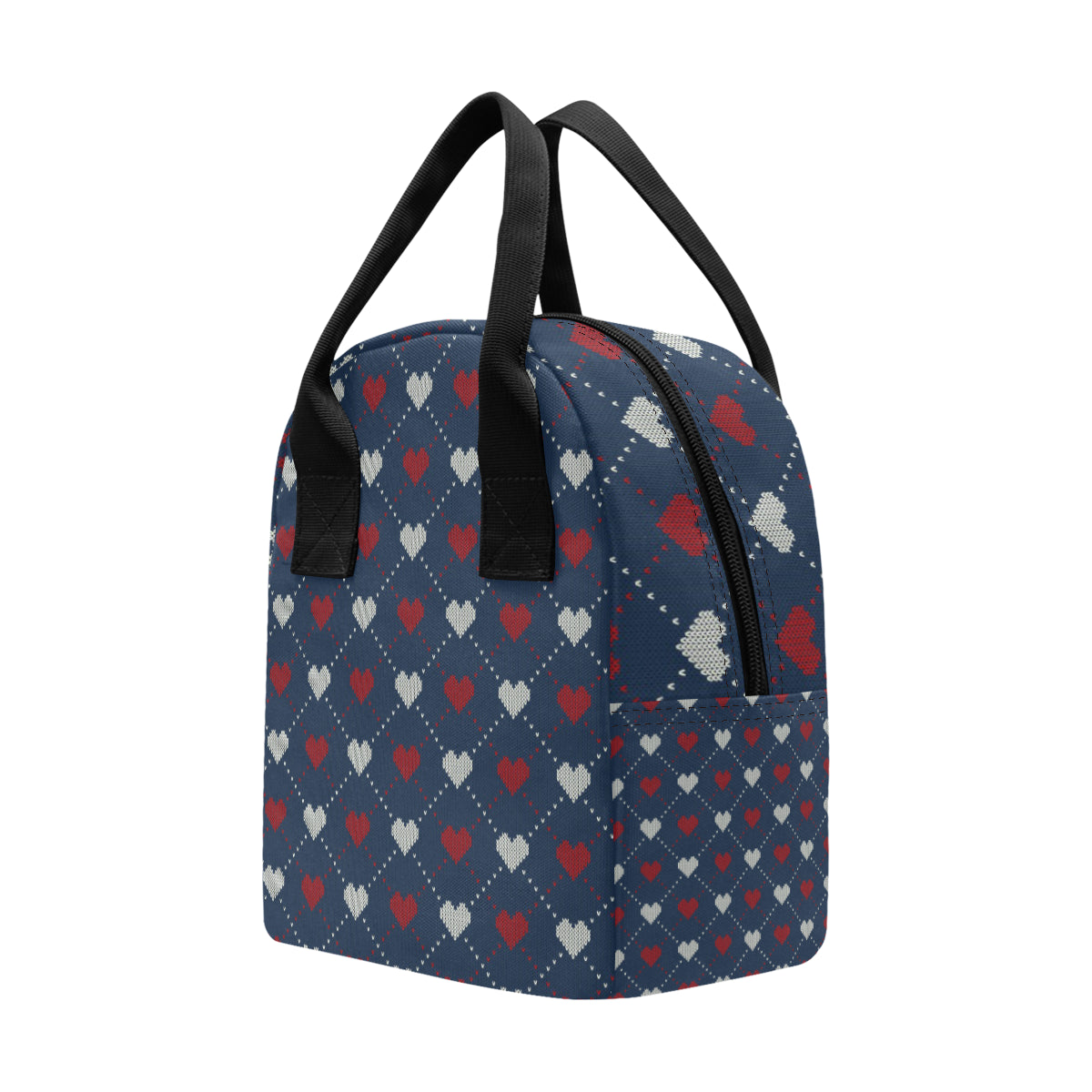 Heart Knit Pattern Print Design HE05 Insulated Lunch Bag