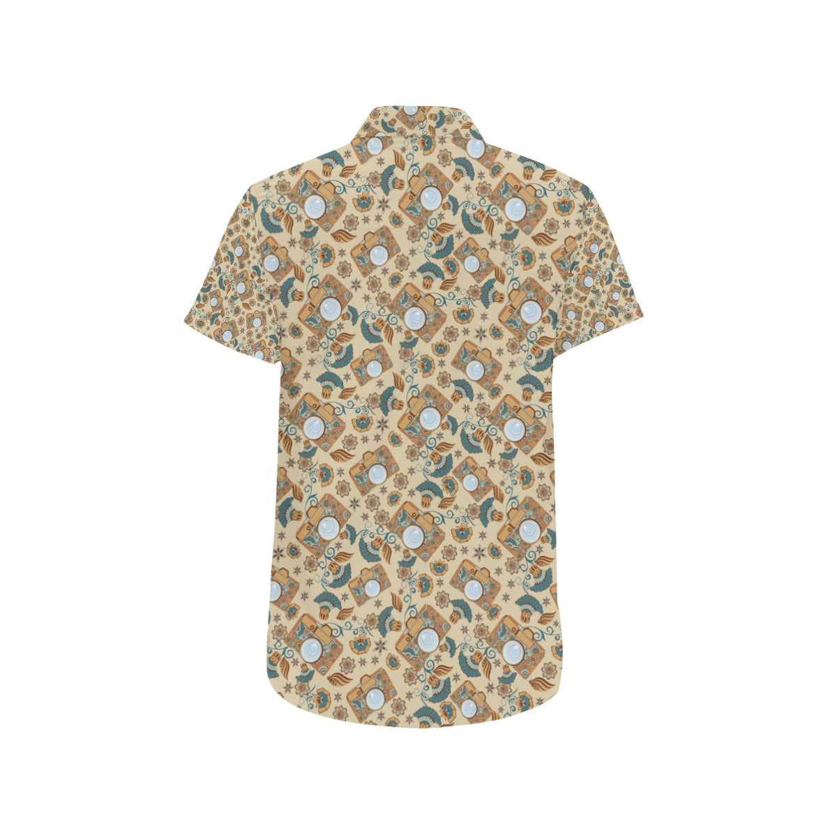 Camera Pattern Print Design 05 Men's Short Sleeve Button Up Shirt