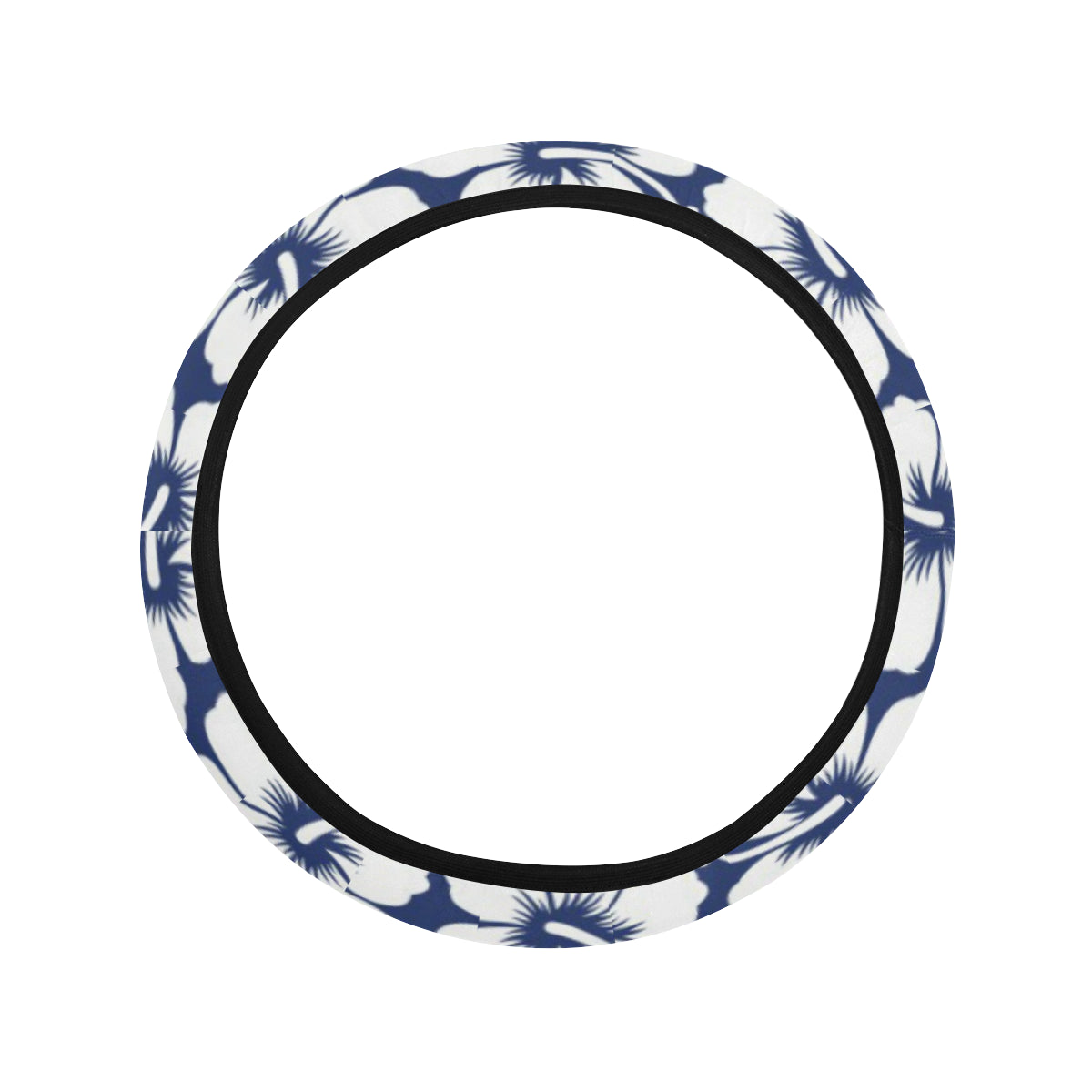 Hibiscus Pattern Print Design HB013 Steering Wheel Cover with Elastic Edge