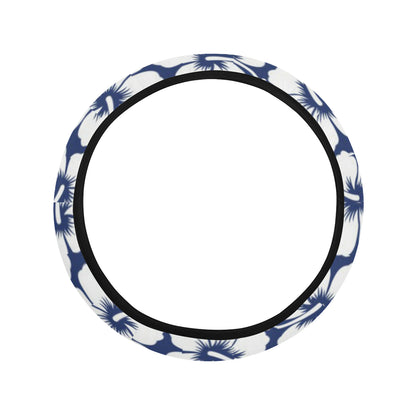 Hibiscus Pattern Print Design HB013 Steering Wheel Cover with Elastic Edge