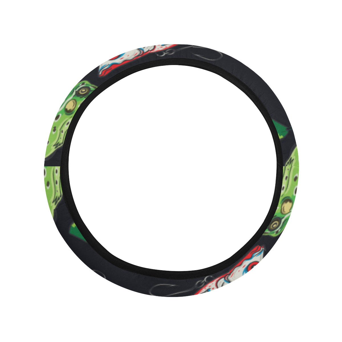 Fishing Bait Print Steering Wheel Cover with Elastic Edge