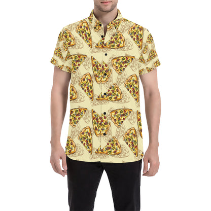 Pizza Pattern Print Design A01 Men's Short Sleeve Button Up Shirt